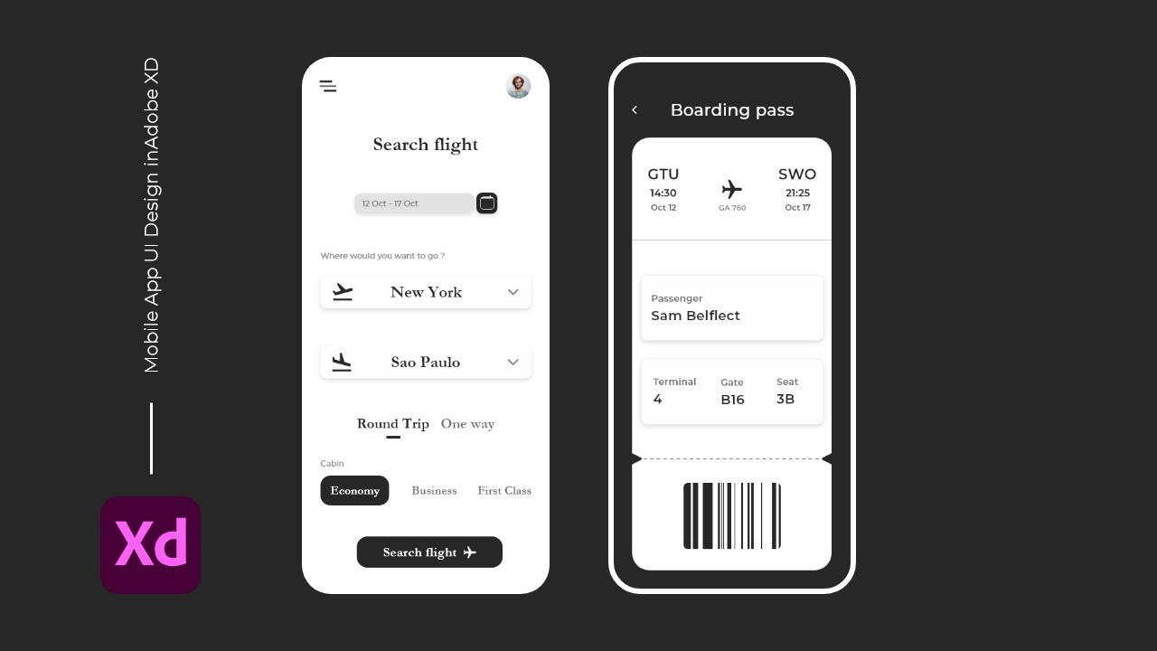 IOS Booking App UI Design in Adobe XD.
