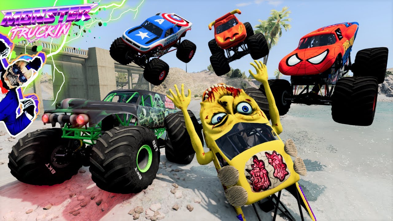 Monster Jam INSANE Racing, Freestyle and High Speed Jumps #20 | BeamNG Drive | Grave Digger