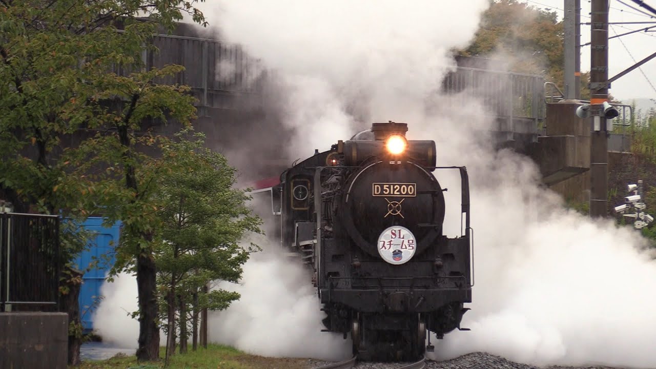 【急遽やまぐち号応援へ】SLスチーム号　D51200号機登場！大雨の中驀進！ 2020.10.09