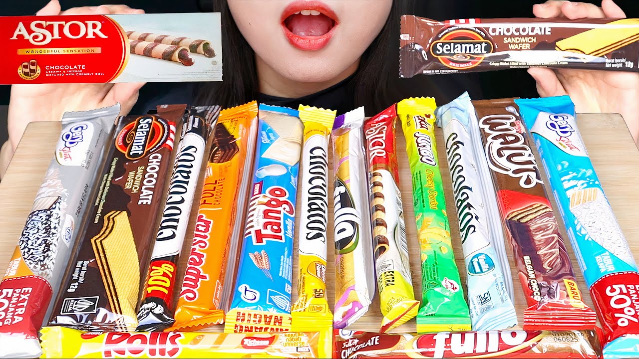 ASMR WAFER STICK & WAFER ROLL - WAFER TANGO, ASTOR, CHOCOLATOS, SUPERSTAR, SELAMAT, FULLO, GERY