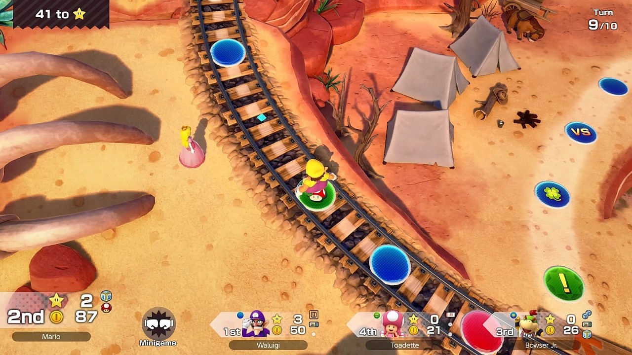 Super Mario Party Jamboree TV #49 Western Land Wario vs Waluigi vs Toadette vs Bowser Jr