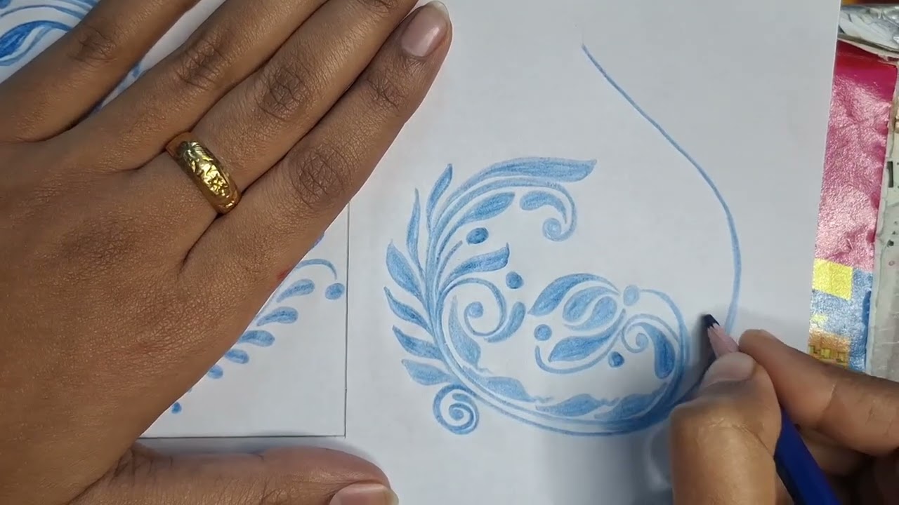 Daily art vlog 💙💙 / Blue pencil art design easy 🥰🥰 / Unique design ideas kolka 💗💗