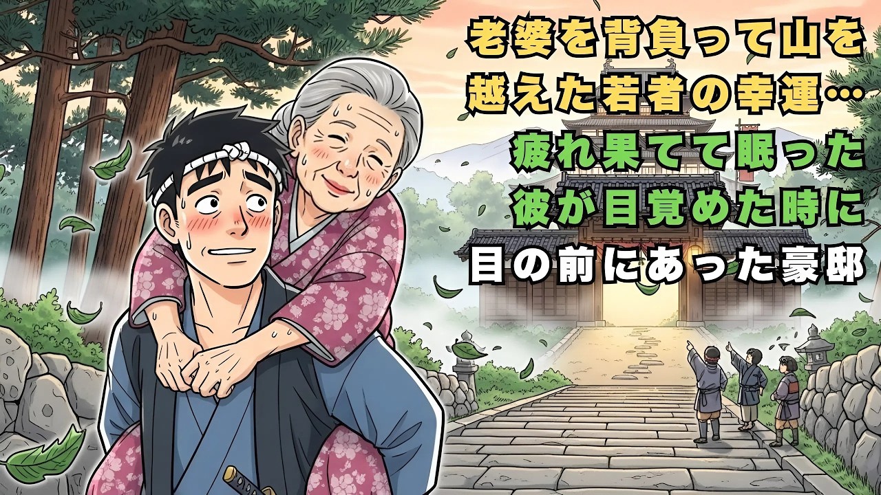 老婆を背負って山を越えた若者の幸運… 疲れ果てて眠った彼が目覚めた時に目の前にあった豪邸 | 野談 | 時代劇 | 昔話 | 説話 | 民話