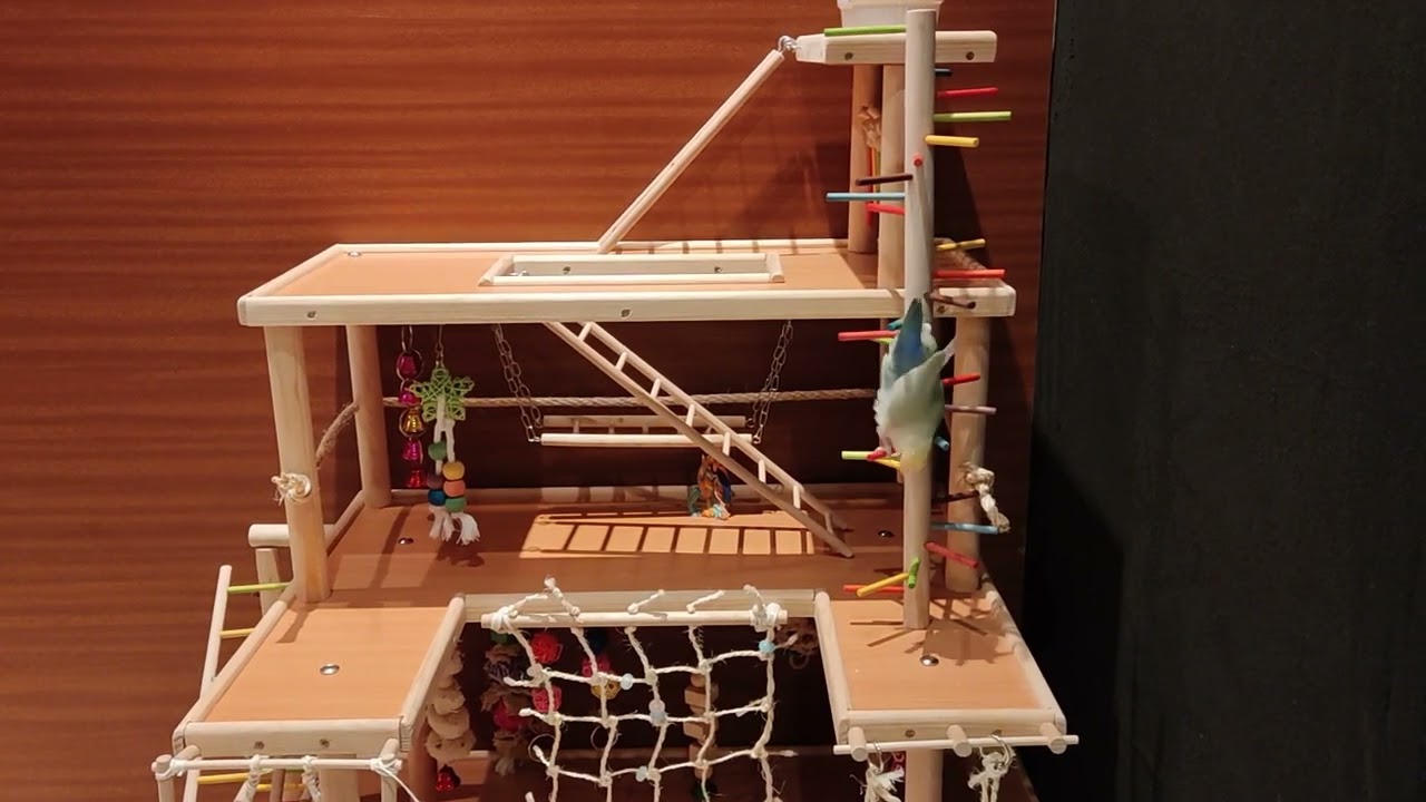 Homemade bird playground assembly