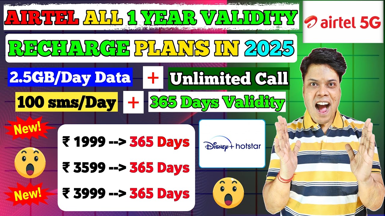 Airtel 1 Year Recharge Plan 2026 | Airtel 1999 Plan Details | Airtel 3599 Plan Details