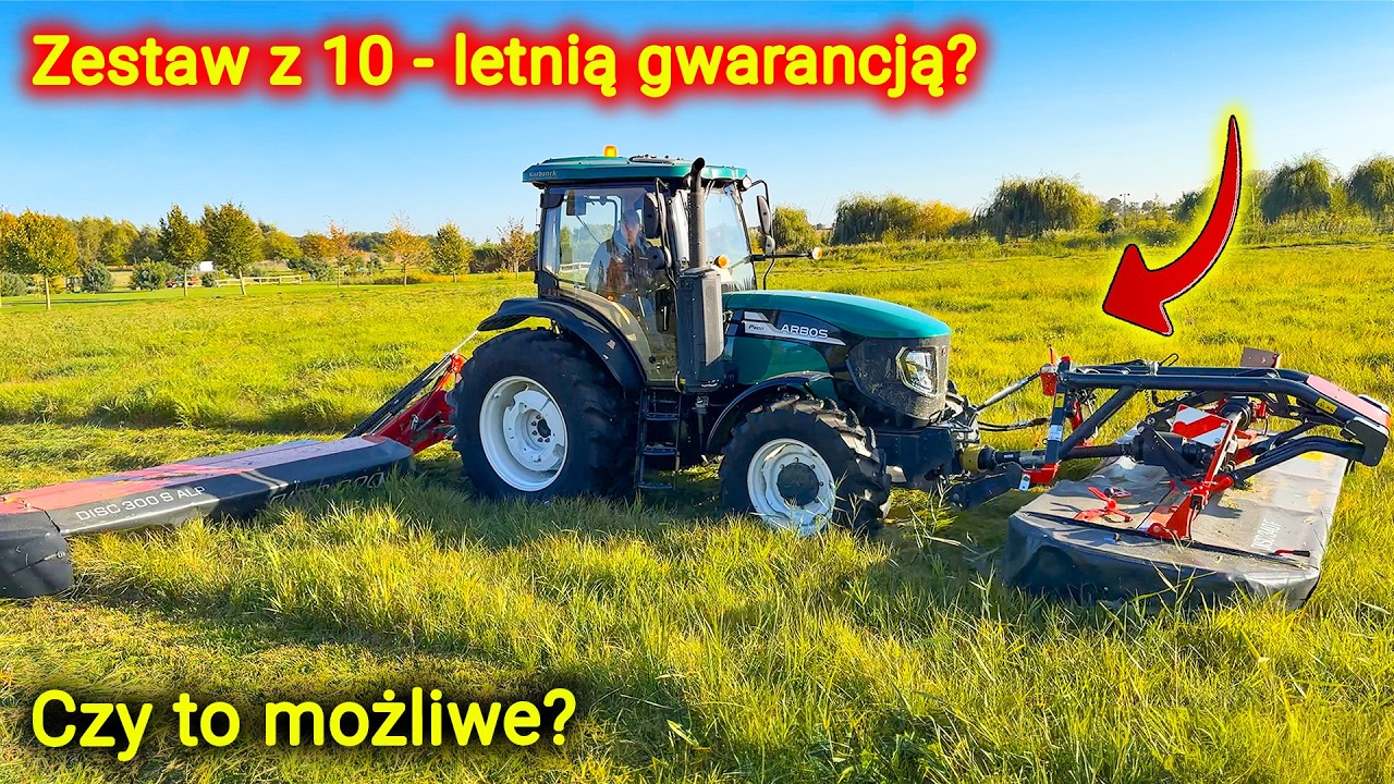 Koszenie, obsługa użytków zielonych - za pomocą ciągnika Arbos z dwiema kosiarkami SIP [Korbanek]