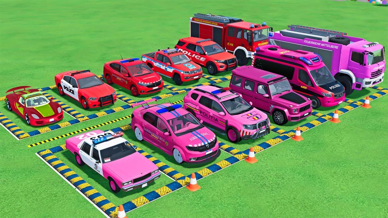 POLICE COLORFULL - TRANSPORTING POLICE CARS, AMBULANCE VEHICLES, FIRE TRUCK WITH TRUCK - FS22 #697