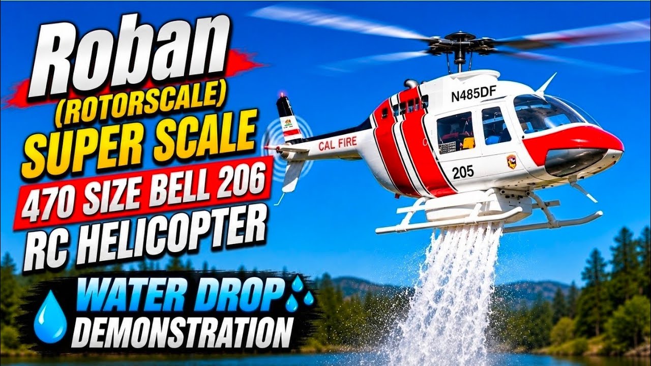RotorScale / Roban - Super Scale 470 Size GPS Stabilized RC Helicopter - WATER DROP DEMONSTRATION