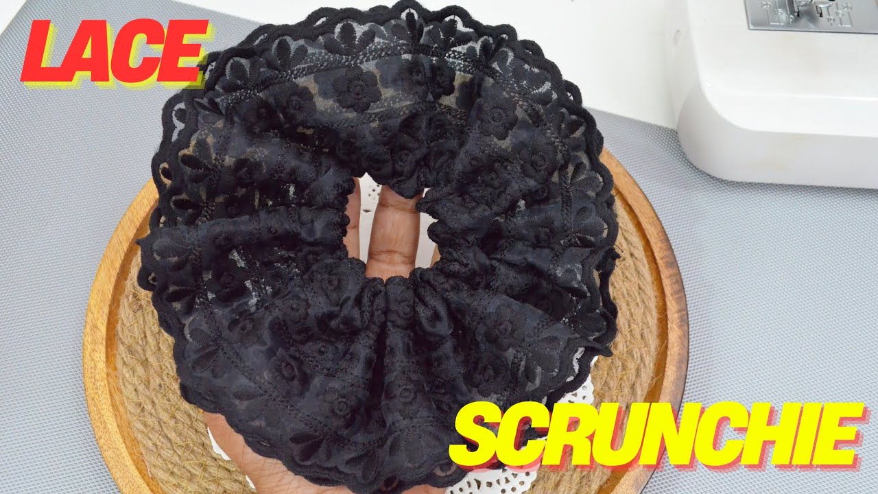 Beginner easy to sew Lace Scrunchie - Cute Ruffled Lace Scrunchie Step by Step ❤️