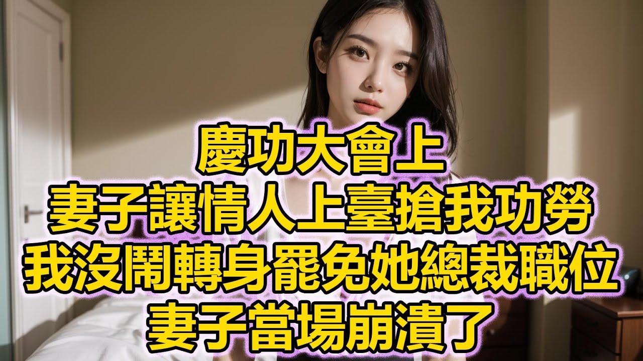 慶功大會上，妻子讓情人上臺搶我功勞，我沒鬧轉身罷免她總裁職位，妻子當場崩潰了