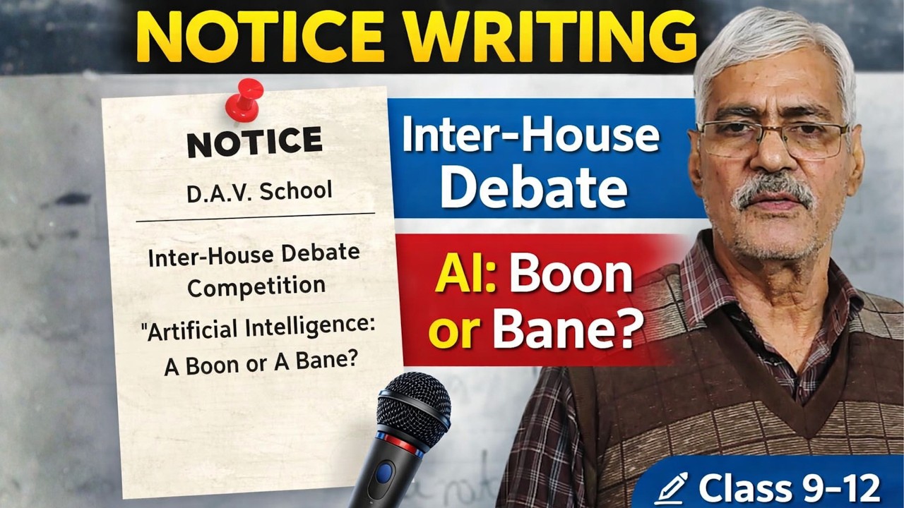 Notice Writing| Inter House Debate Competition| Artificial Intelligence A Boon or A Bane| Class 9–12