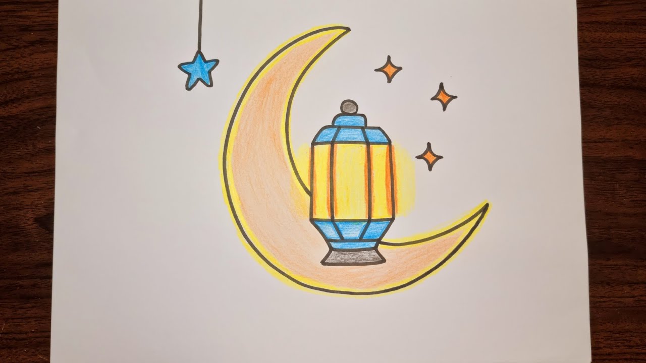 رسم رمضان/رسم هلال رمضان/رسم فانوس رمضان/كيفية رسم هلال رمضان خطوة بخطوة/رسم سهل/تعليم الرسم