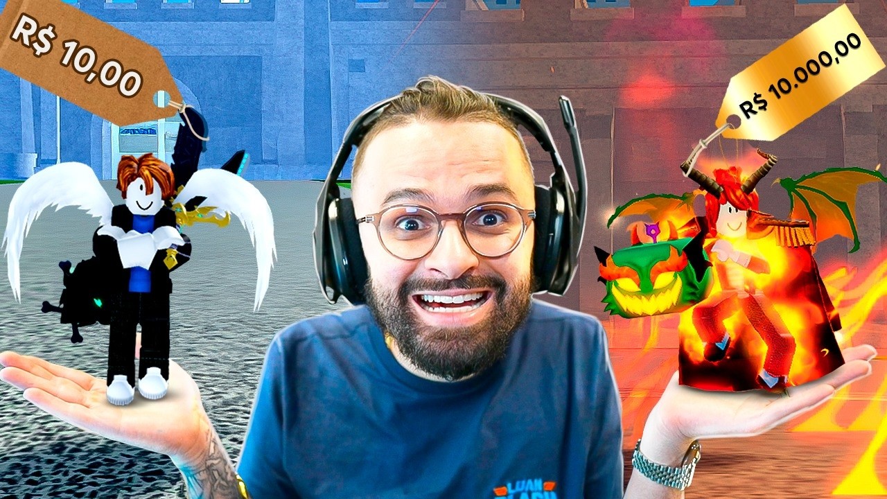 COMPAREI UMA CONTA DE 10 REAIS VS UMA CONTA DE 10 MIL REAIS NO BLOX FRUITS