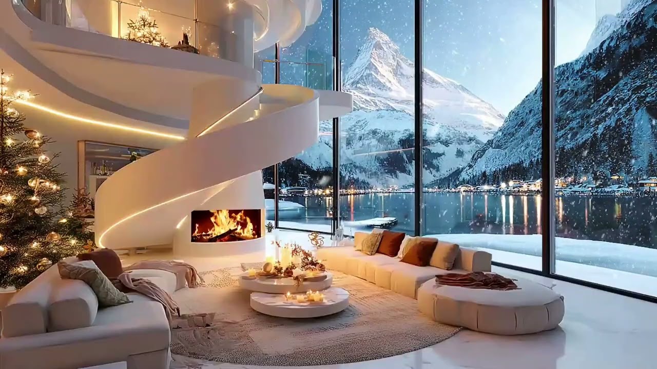 🔥 Cozy Fireplace & Gentle Snowfall – 1.25 Hours of Relaxing Winter Ambience🌨️❄️
