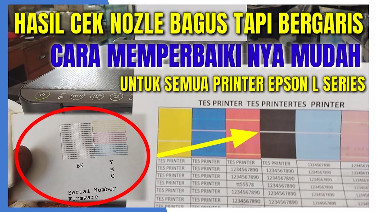 Mengatasi printer epson cek nozle bagus hasil print bergaris