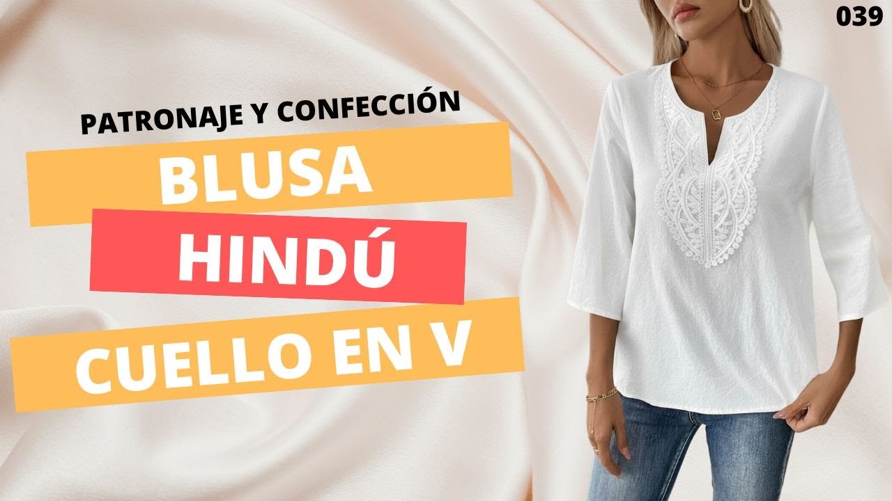 DIY: Blusa Escote en V. Blusa con Encaje. Blusa FÁCIL // Patronaje y Confección