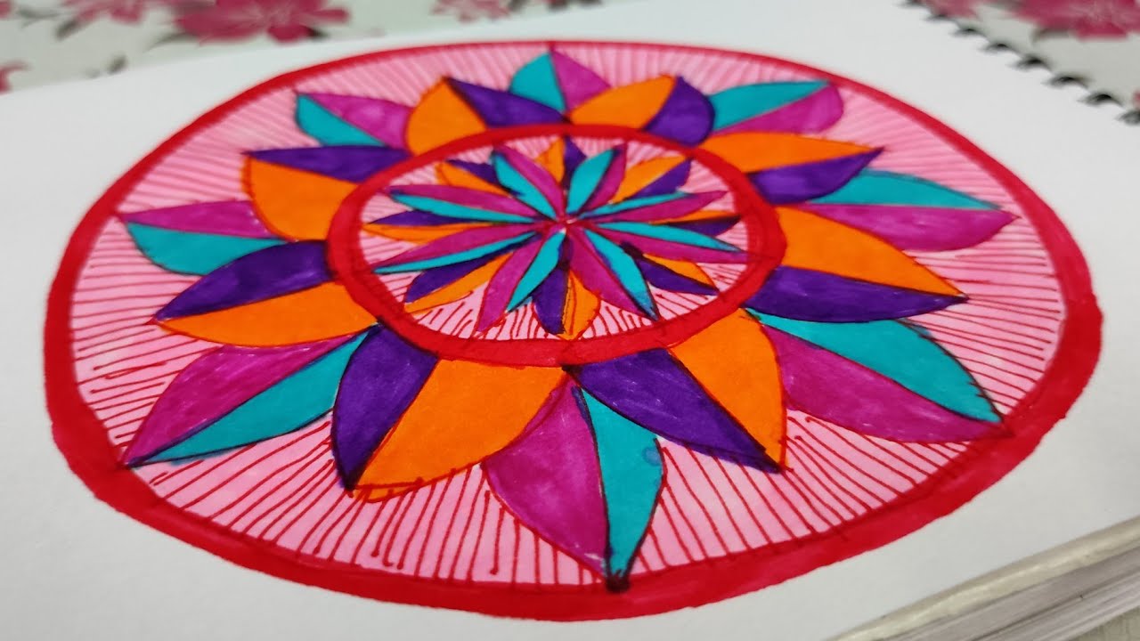 Satisfying Mandala Coloring | Vibrant Pink Orange Purple ASMR Relaxing Art @radiantramola 