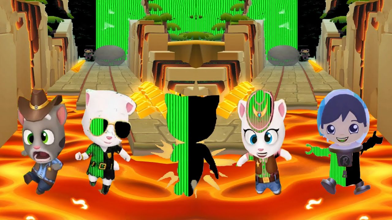 TAG WITH RYAN VS GOLD RUN GREEN WOOD VS DARK CHARACTERS FUNNY LAVA FALLS DOWN