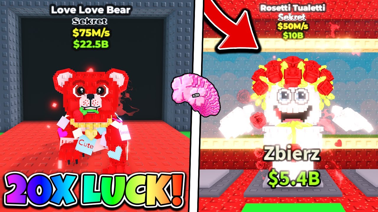 UŻYŁEM 20X WALENTYNKOWY LUCK NA 1 GODZINĘ I ZDOBYŁEM... W STEAL A BRAINROT! Roblox
