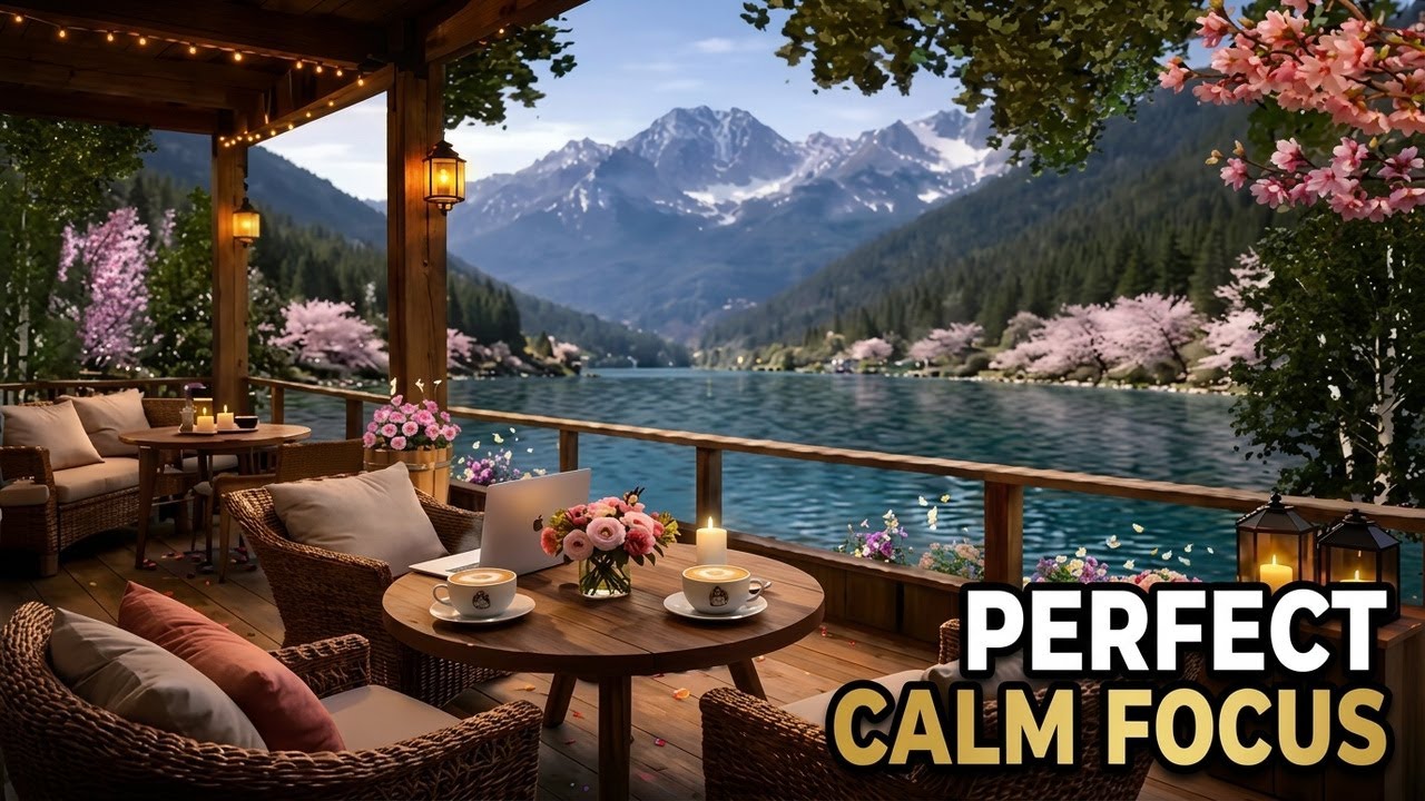 Cozy Lakefront Coffee Shop Jazz | Soft Piano & Bass for 11 Hours of Calm, Focused Work