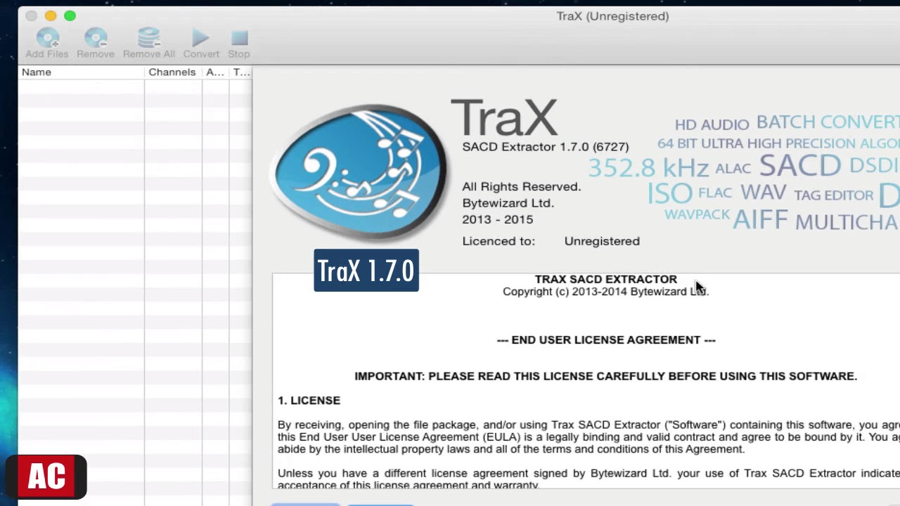 Convert SACD-ISO to .DSF, .DFF file on Mac-TraX