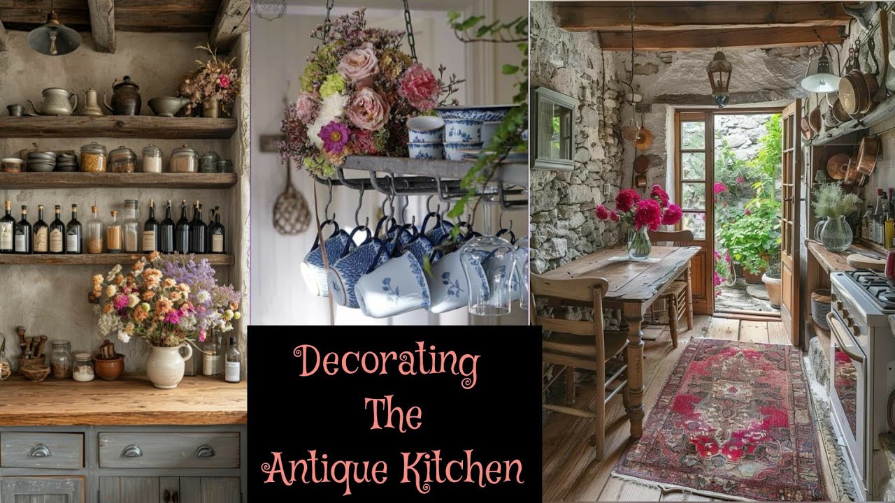 🍂New🍂COUNTRY ANTIQUE KITCHEN ECLECTIC STYLE: Mix-Up Vintage & Antique Finishes Kitchen decor ideas