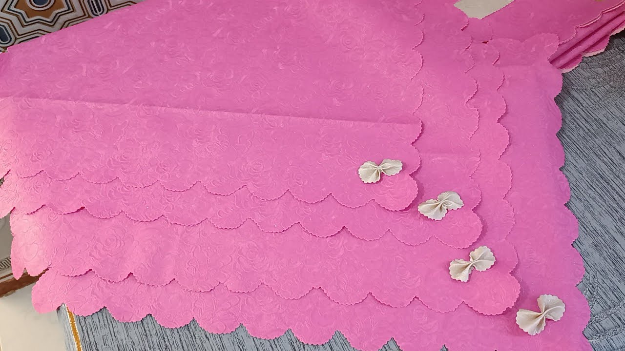 مشروع 👍لمحبي سكاي بجلد سكاي / طريقة مفارش لتزيين رفوف ثلاجة وغطاء الثلاجة بسكاي بدون ماكنة خياطة