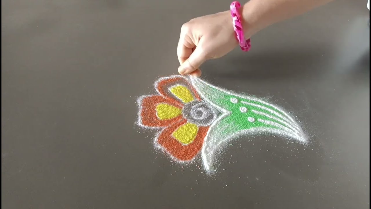 beautiful 4 rangoli design || daily use rangoli ||rangoli kolam || muggulu || freehand rangoli