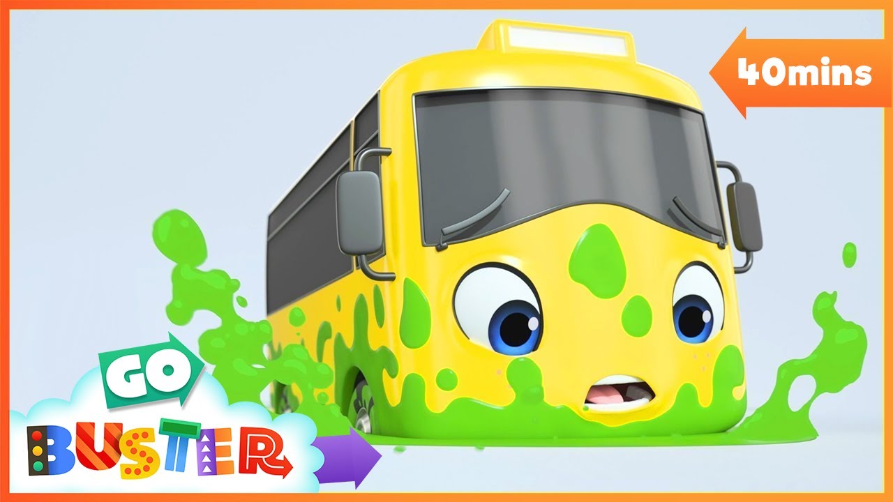 Buster&rsquo;s Stuck in the Slimy Green Puddle | Go Buster | Baby Cartoons | Kids Videos | ABCs and 123s