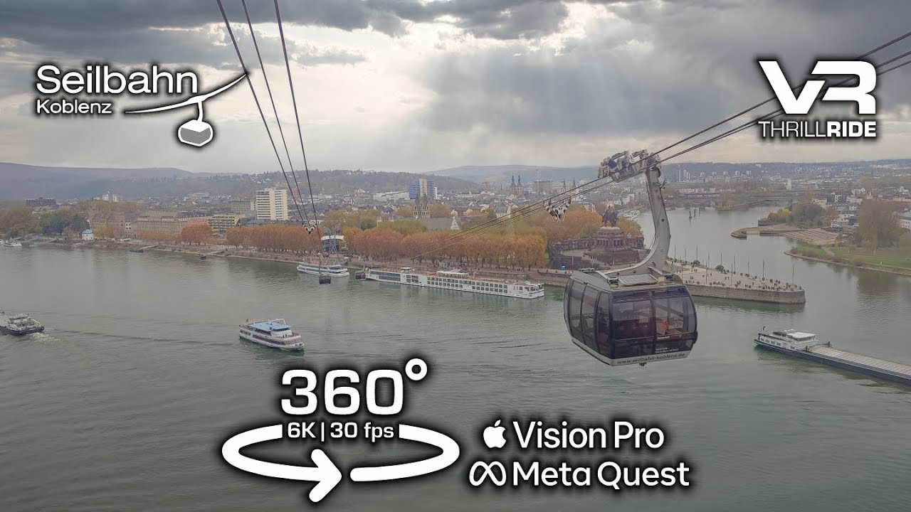 Soaring to the Deutsches Eck: A 360° Koblenz Cable Car - A Virtual Ride Experience over the Rhine