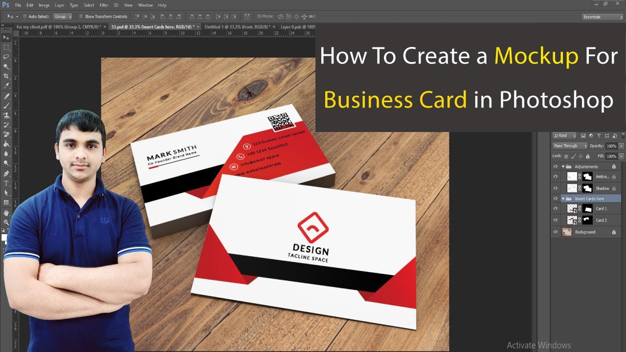 How to create a business card mockup using Convert to Smart Object in Photoshop,  #businesscard.