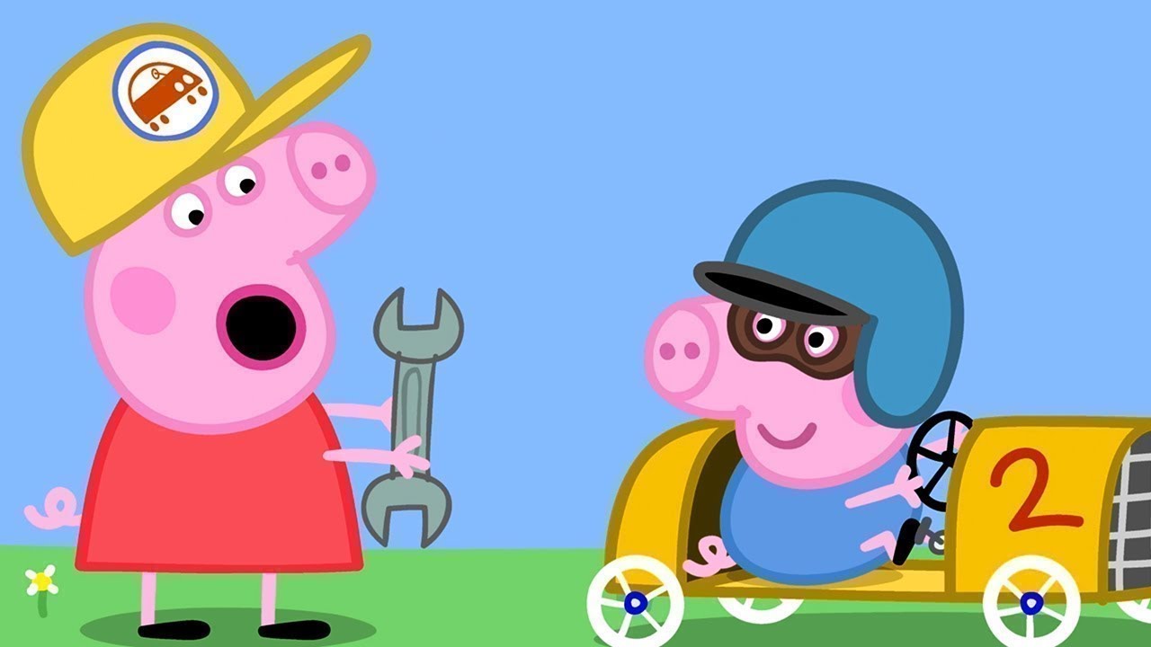 Wyścigowy Samoch&oacute;d Georgea | Świnka Peppa | Bajki Po Polsku | Peppa po Polsku