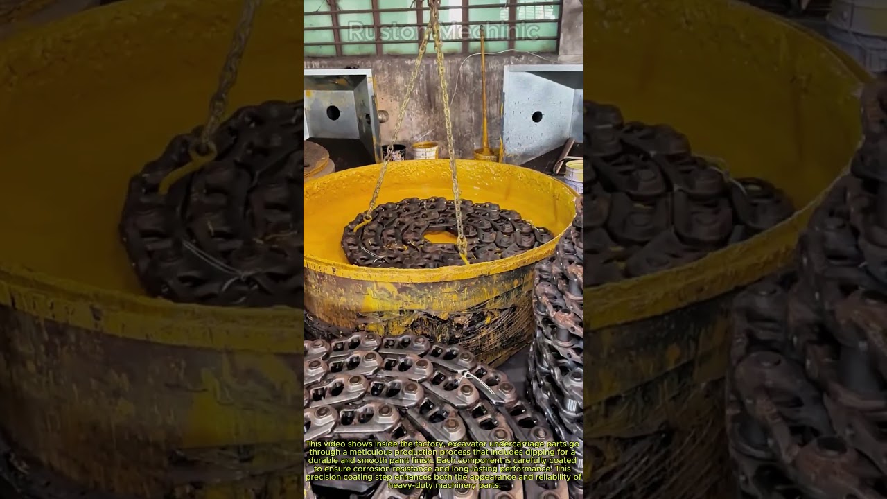 Excavator Undercarriage Parts inside factory in production process: dipping for durable.