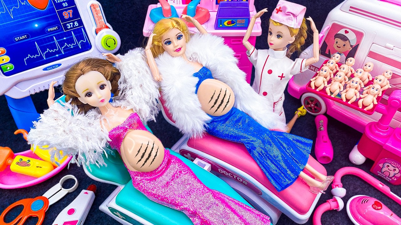 10 Minutes Satisfying with Unboxing Barbie Doll Family Playset，Cute Pinkfong Ambulance Car Toys ASMR