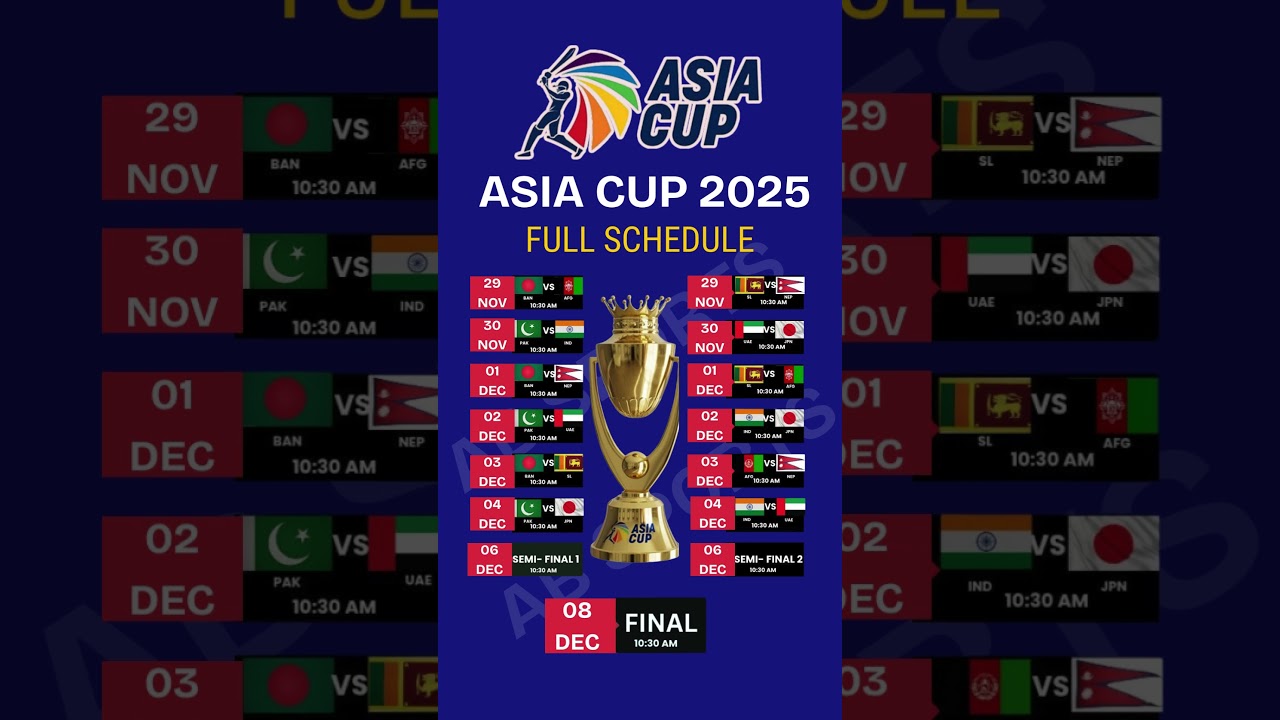 Asia Cup 2025 full schedule