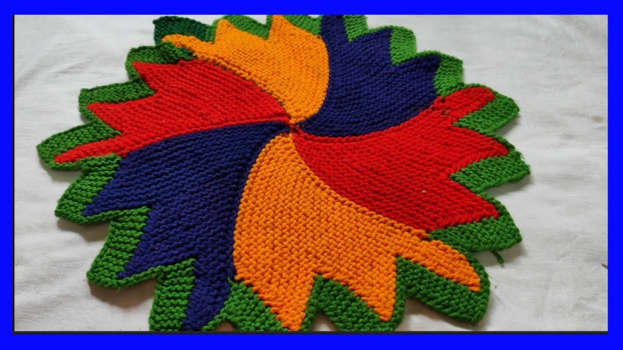३० फंदे से बनाए कलियों वाला पायदान एकदम आसान तरीके से knitting, Paydan / door mat 