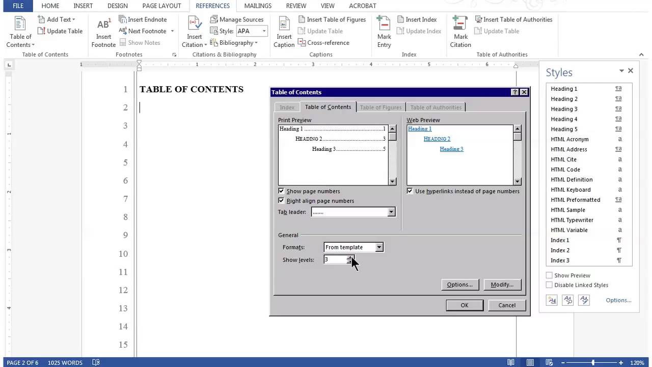 TOC: Inserting a Table of Contents