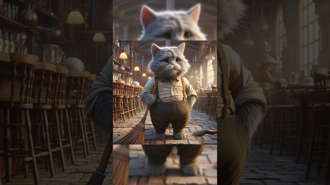 A Poor Old Cat Working Hard #cat #aicat #catvideo #kitty