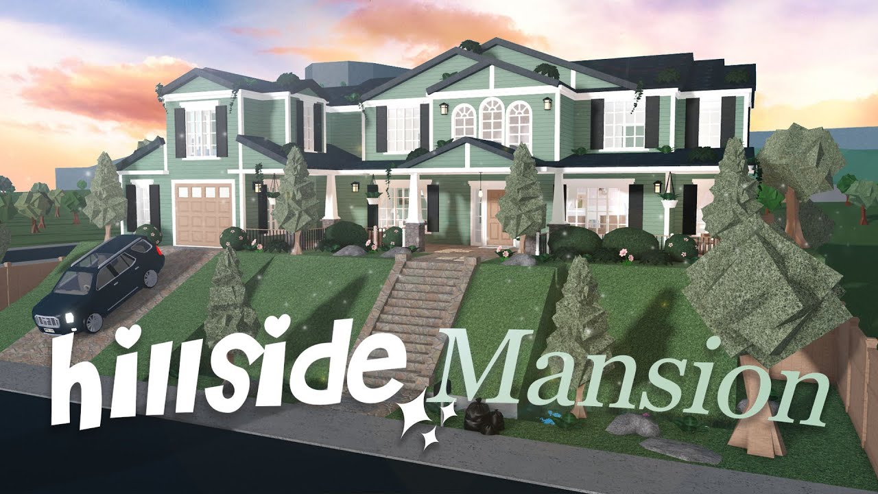 Beautiful Green Hillside Mansion! Full Interior and Exterior Bloxburg Build