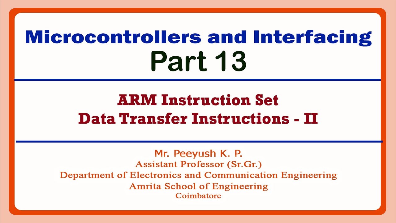 Data Transfer Instructions - II | Microcontrollers and Interfacing Part 13
