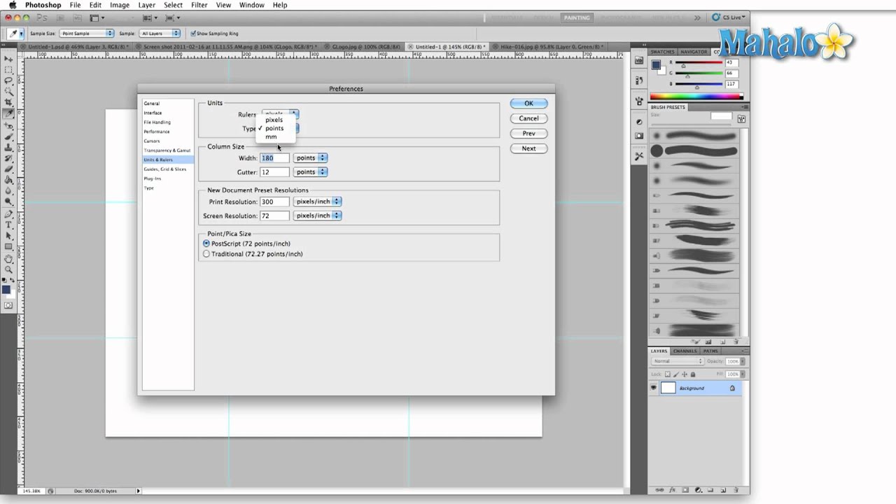Learn Adobe Photoshop - Units and Rulers Preferences