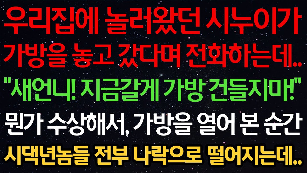 실화사연-우리집에 놀러왔던 시누이가 가방을 놓고 갔다며 전화하는데..