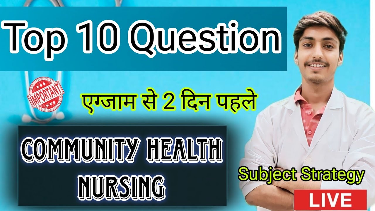 Top 10 Question of Community Health Nursing For Main Exam , Ek raat pahle Ka Funda ,Subject Strategy