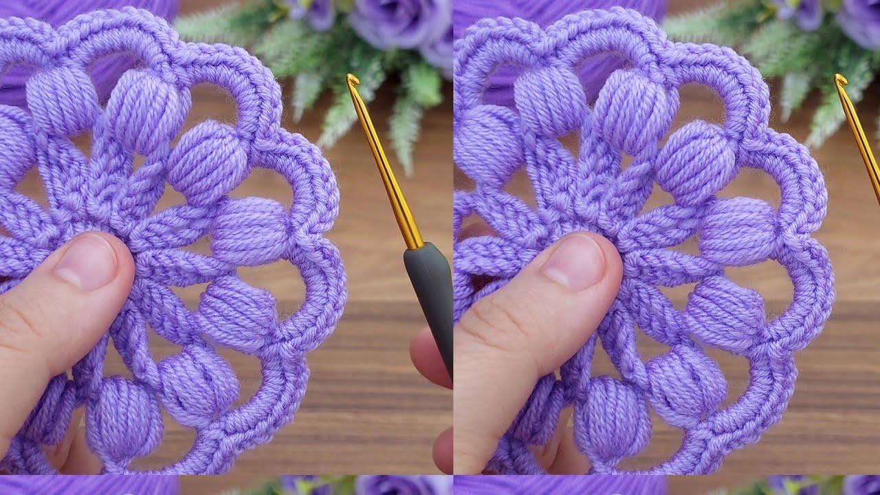 Woww!!!! Purple color❤️ Very easy, very sweet crochet motif flower motif making #crochet #knitting