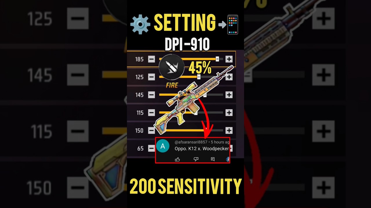 Woodpecker Auto Headshot Setting⚙️✅ Best [200] Sensitivity Settings || Free Fire 🔥