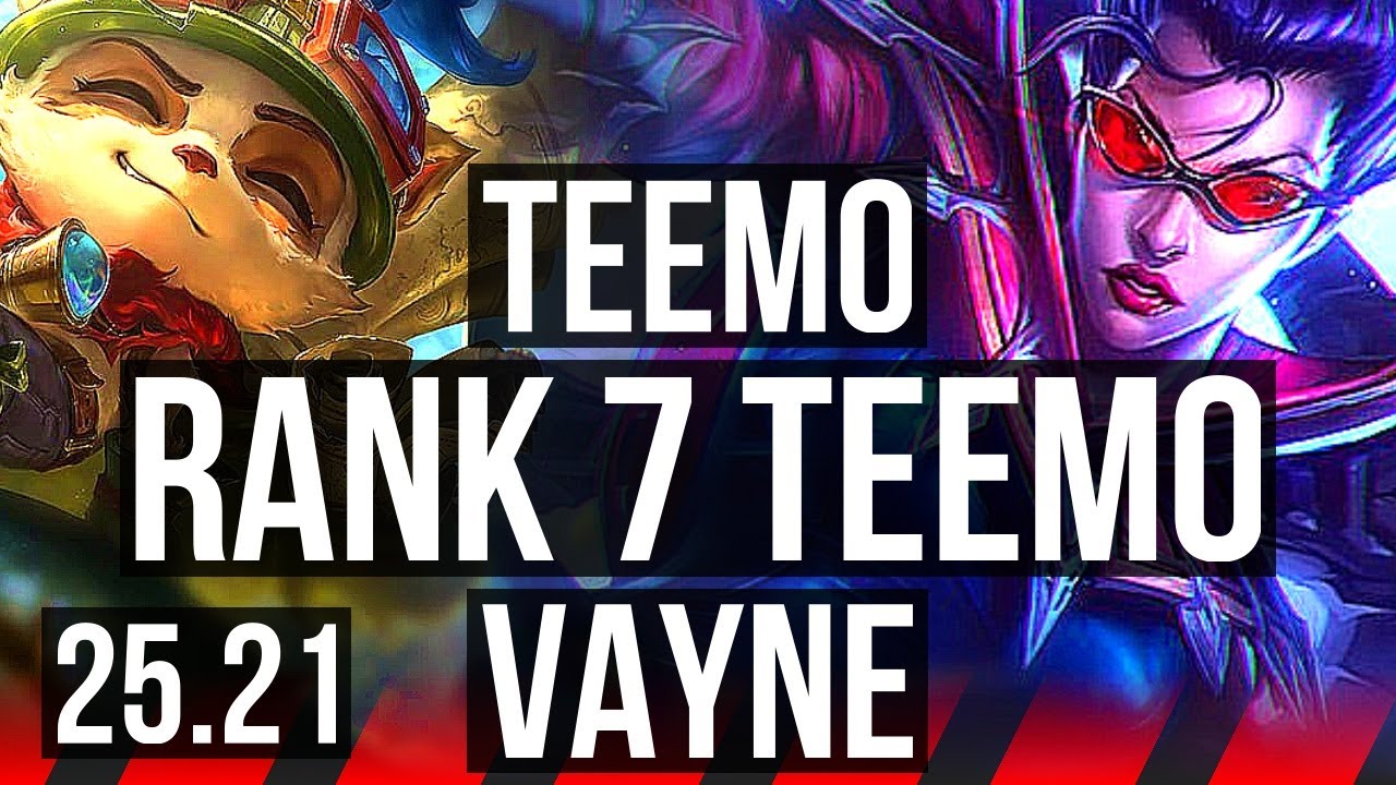 TEEMO vs VAYNE (TOP) | Rank 7 Teemo, 1700+ games | EUW Grandmaster | 25.21