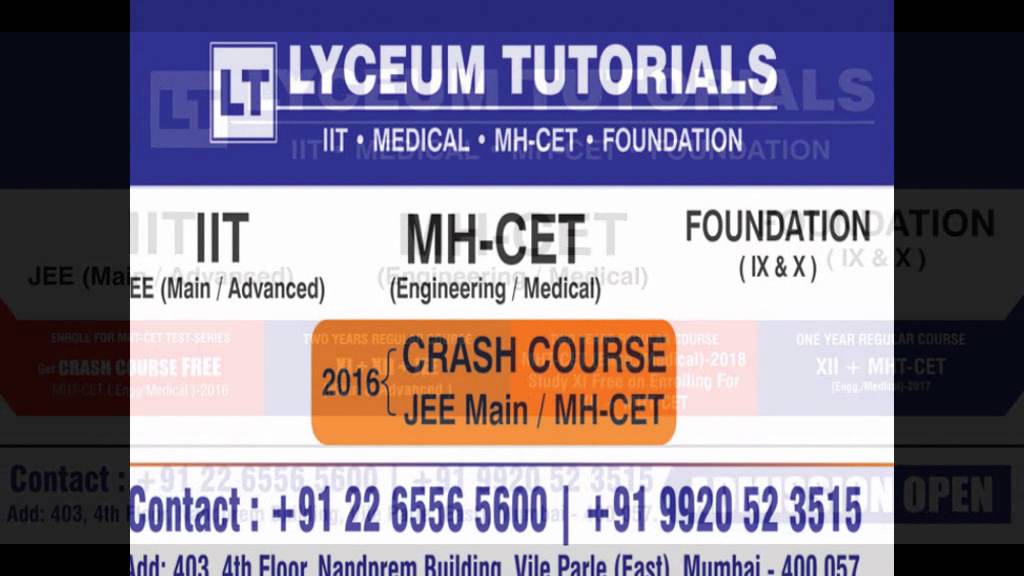 Crash course for MHT-CET 2016
