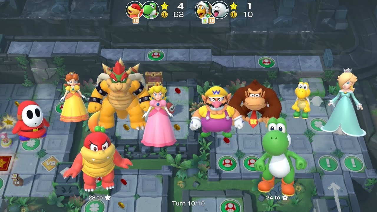 Super Mario Party Partner Party #14 Domino Ruins Treasure Hunt Pom Pom & Yoshi vs Hammer Bro & Boo