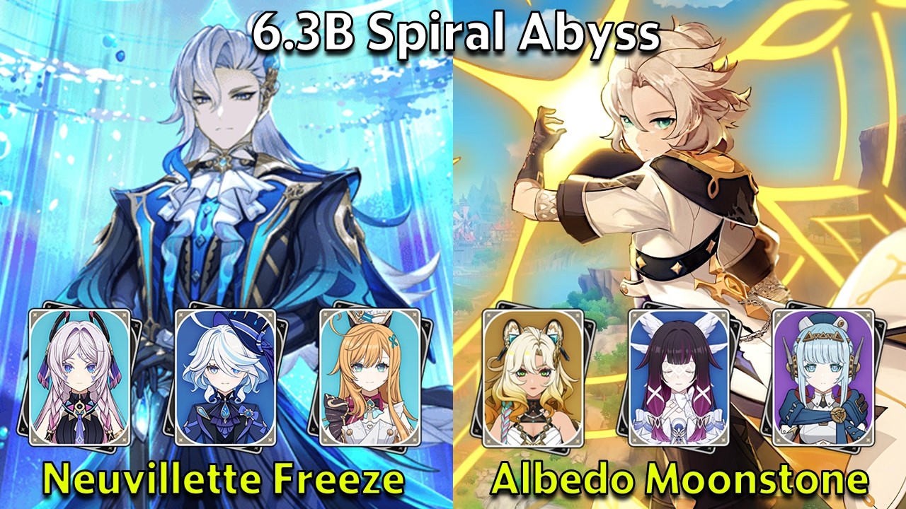 C0 Neuvillette Freeze и C2 Albedo Moonstone - Genshin Impact 6.3b Spiral Abyss Full Clear