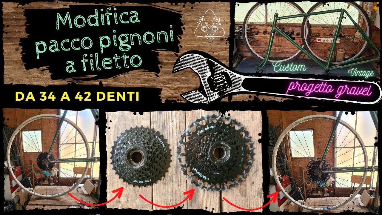 Pacco pignoni a filetto modifica corona da 34 a 42 denti